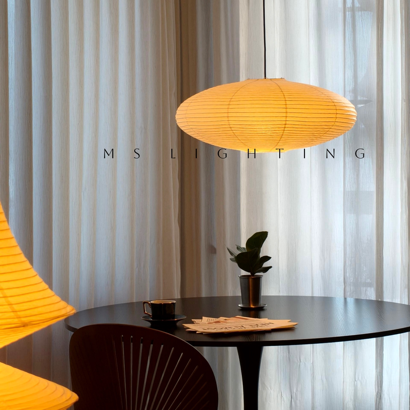 Japanese Wabi-Sabi Bedroom, Guesthouse, Restaurant, Coffee Shop, Clothing Store, Tea Room, Zen Style, Isamu Noguchi Style, Rice Paper Lamp, Flying Saucer Chandelier