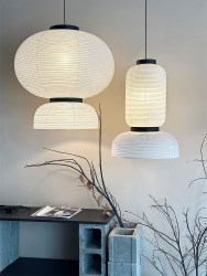 Nordic Japanese Style Bedroom Dining Room Guesthouse Wabi-Sabi Zen Style Tradition Rice Paper Lamp Chandelier