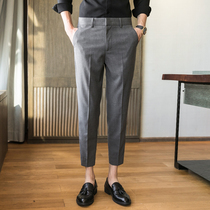 Pendant small pants mens nine points Korean version of slim handsome spring and summer new trend Business Leisure 9 points suit pants