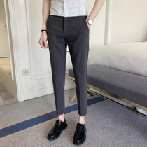 Small trousers mens ankle-length pants summer thin non-iron men Korean slim straight tube fashion Joker 9 casual pants