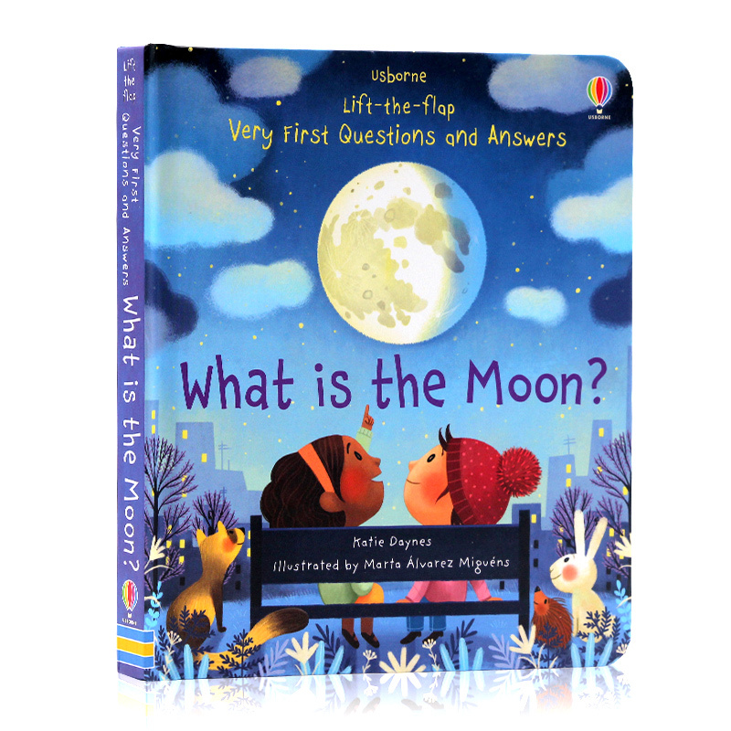 Produced by Usborne: What Is the Moon? Original English Picture Book, Q&A Series, Science Encyclopedia Cognitive Pop-Up Board Book, Early Childhood English Education Vocabulary Storybook