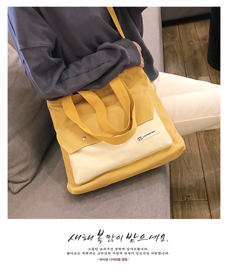 Túi vải nữ phiên bản tiếng Hàn của túi đeo vai ulzzang của nữ sinh viên nữ túi mua sắm dung lượng lớn Túi Sen Messenger - Túi xách nữ tui xach nu