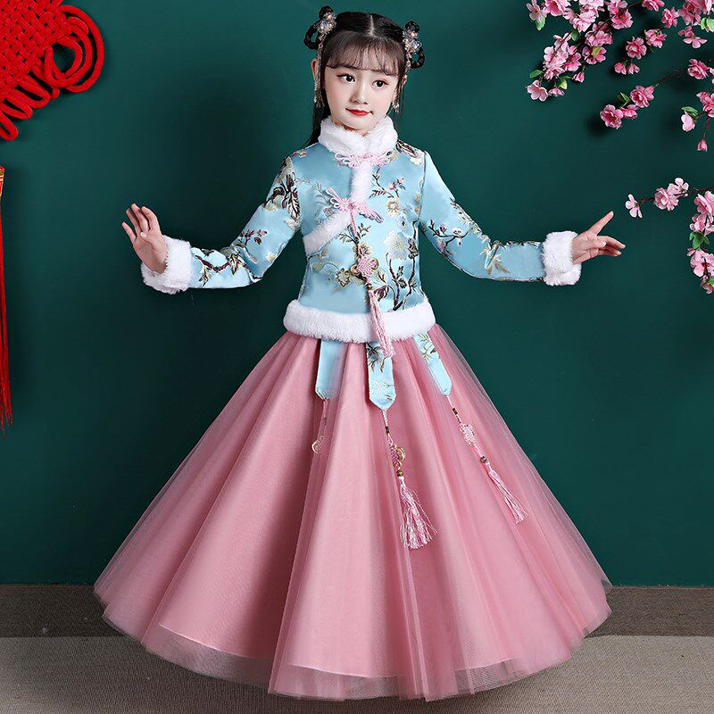 Lasciabel Hanfu girl's autumn winter clothing 2020 new children's qipao female baby Baia New Year's clothes Don
