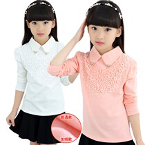 Bala childrens clothing flagship store 2021 spring and autumn clothes in the big Children girls thin base shirt childrens T-shirt tide tide