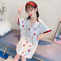 Balabala girls summer ice silk nightgown Princess baby girl short sleeve thin childrens pajamas summer