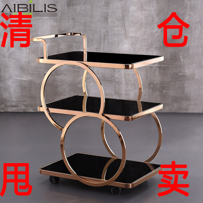 Clearance high-end restaurant trolley beauty snack car three-layer stainless steel dining car tea water car wine car service car