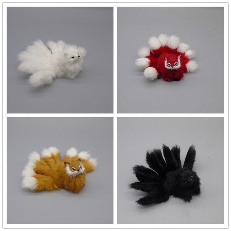 Simulation Nine-Tailed Fox Wool Suede Toy Model Home Swing Adorned Children Gift Pet Fox Animal