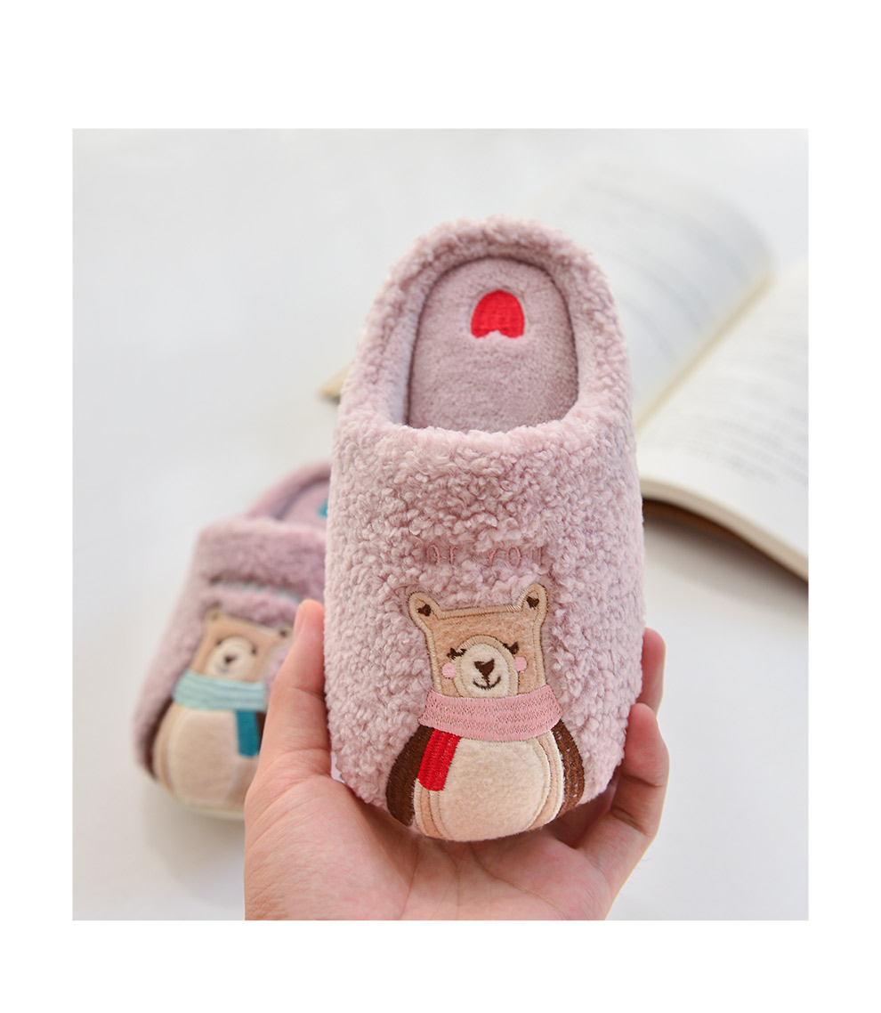 Zhites cha mẹ trẻ em phim hoạt hình dép bông mùa đông dễ thương lông trong nhà chống trượt nam nhà ấm dép - Trang chủ dép đi trong nhà mùa hè