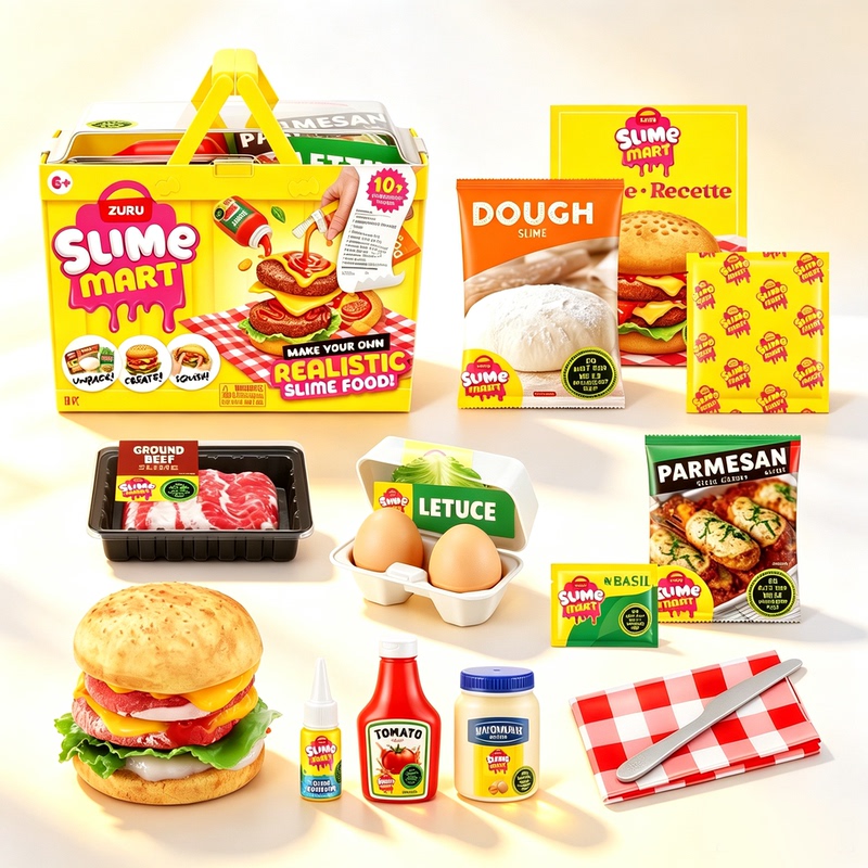 Zuru Genuine Clay Handmade Shopping Basket Shopping Bag Food DIY Pizza Burger Pretend Play Toys Gift