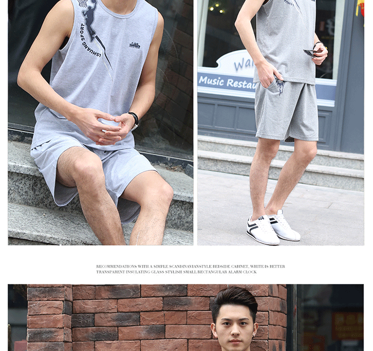 Giản dị buổi sáng chạy phù hợp với nam mùa hè của nam giới không tay vest shorts thể thao phù hợp với chạy quần áo lỏng hai mảnh nam set đồ thể thao nữ tay dài