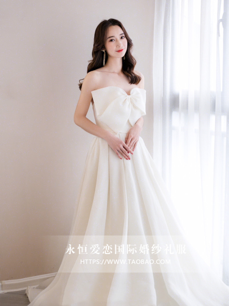 Light wedding dress 2023 new temperament Mori super fairy slim big bow high-end high-end go-out yarn