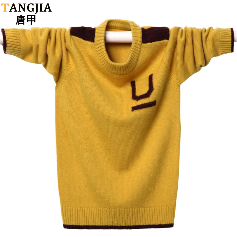 Male child Winter sweater thick-style trendsetters Fairy Pure Cashmere Sweatshirt Round neckline The Korean version CUHK Scout weaters