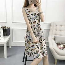 Ethnic style floral beach skirt dress long skirt small fresh cotton silk female summer artificial cotton small seaside vacation