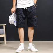 Mua mùa hè phần mỏng giản dị năm quần nam thương hiệu thời trang Nhật Bản ngụy trang dụng cụ quần short rộng cỡ lớn 5 điểm quần - Quần short