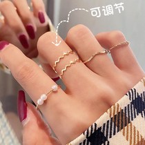 Spring and summer small fresh ring new simple personality girlfriend index finger ring ins adjustable wavy love tail ring