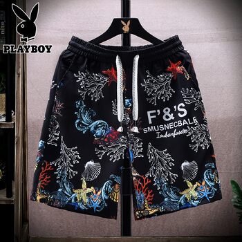 Playboy full flower ice silk shorts men's beach shorts
