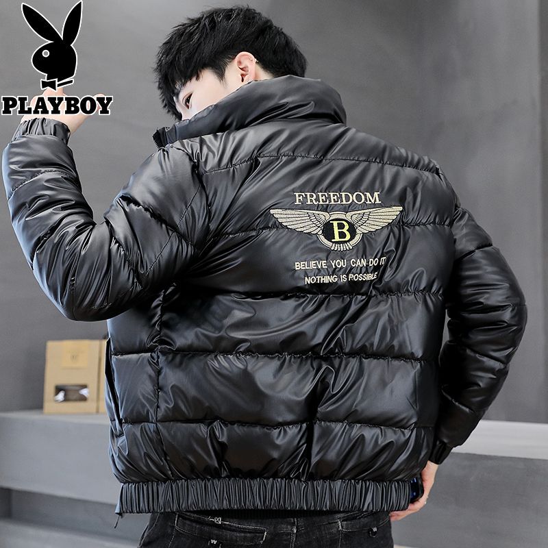 Playboy Glossy down Jacket for Men 2025 New Trendy Embroidered Warm Cotton Coat Men's Korean Style Cotton Jacket Playboy Glossy down Jacket for Men 2025 New Trendy Embroidered Warm Cotton Coat Men's Korean Style Cotton Jacket