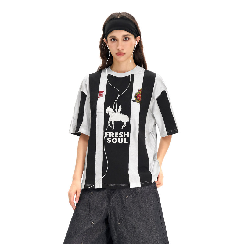 Mt99 Official Store【Blokecore Retro 90S Striped Jersey】Summer Street Fashion Casual Short-Sleeved T-Shirt
