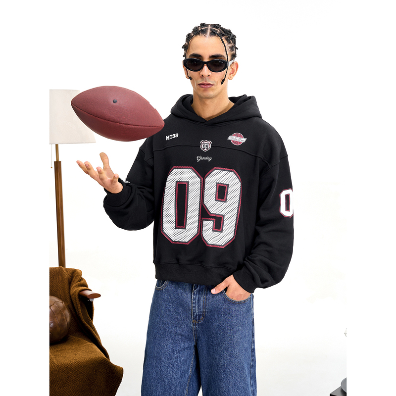 Mt99 Official Store【Boxy Jersey Sports Casual Jersey Hoodie】American Football Hooded Sweatshirt