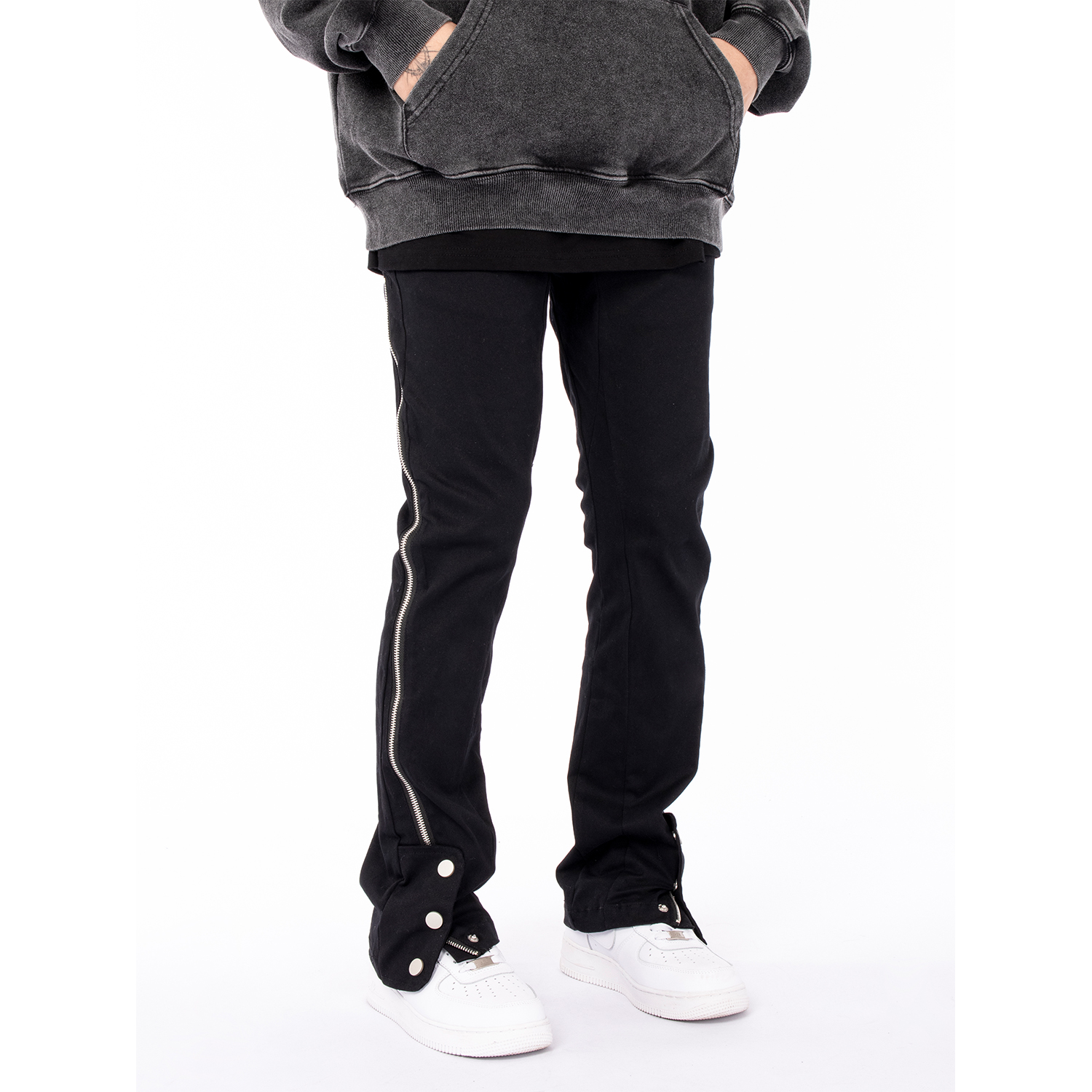 MT99 high street Laced Shackle long pants Hip Hop hip hop workwear pants hiphop Thin Fried Street Black Pants Men and women