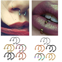 1 only loaded with European and American anti-allergenic titanium steel horseshoe ring clingring breast ring PA ring lip ring nose ringed lip ring male earrings