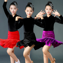 New Children Latin Dance Dress Spring and Autumn Girl South Korean Venture Spring Skirt Sports Skirt Sports and Autumn