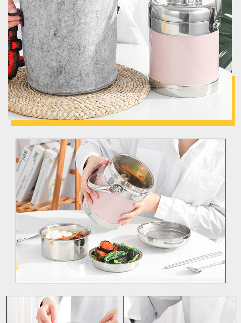 hộp cơm điện unie Thép không gỉ cách nhiệt thùng dài cách nhiệt hộp ăn trưa 2/3 / nhiều lớp công suất lớn dành cho người lớn hộp cơm trưa 	hộp cơm điện cao cấp life element
