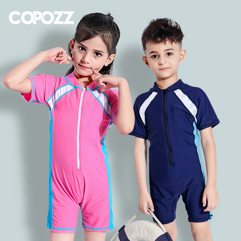 COPOZZ Kids Swimsuit Jumpsuit Boys and Girls Swimsuit Little Medium Big Kids Short Sleeve Boxer Quick Dry Wetsuit Suit