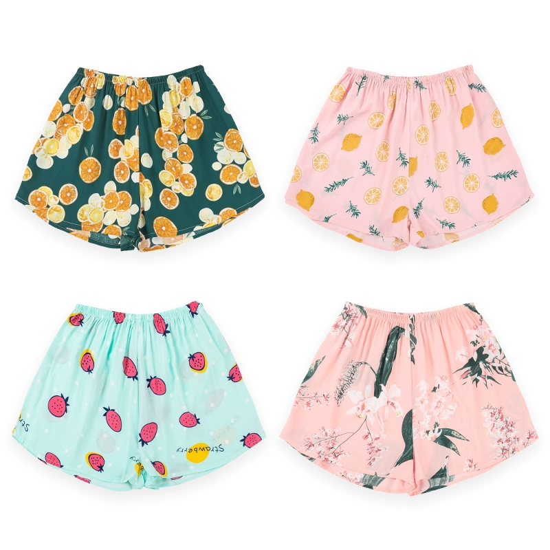 Mùa hè cotton lụa đồ ngủ phụ nữ quần short lỏng mỏng nhà quần kích thước lớn chất béo mm nhân tạo cotton lụa nhà quần - Quần tây