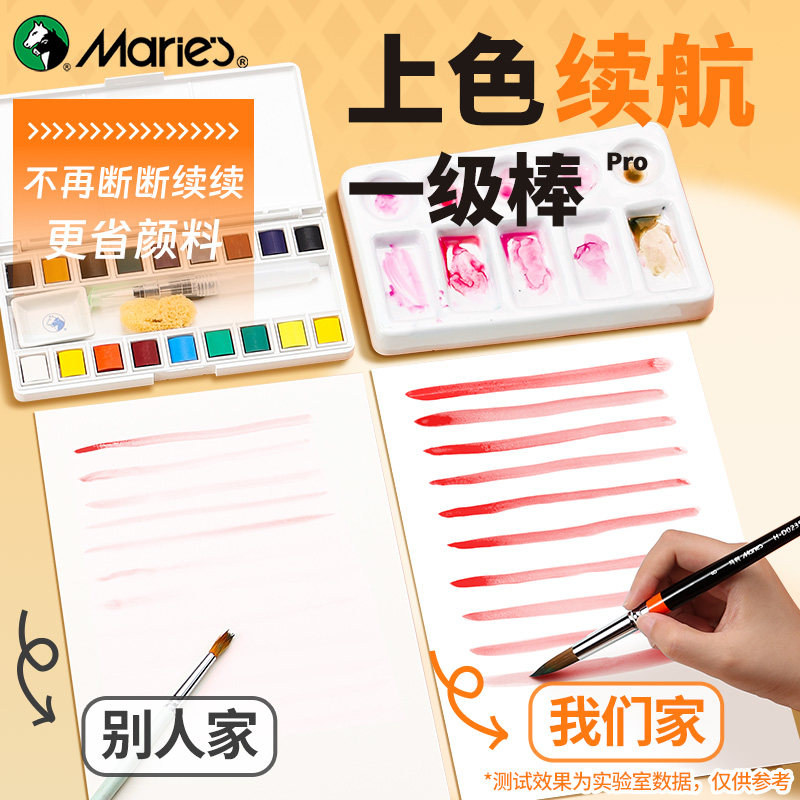 马利牌水彩画毛笔尼龙勾线笔G1130套装初学者手绘油画水粉颜料笔小学生美术专用画画专业工具单支尖头儿童