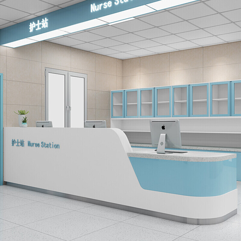 Guide Medical Desk Hospital Reception Desk Receptionist Desk Baking Lacquer Pre-Examination Sub-Consultation Service Desk Customized Nurse Station Bench