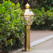 European all copper lawn lamp waterproof led courtyard street lamp outdoor garden American villa garden landscape pillar lamp