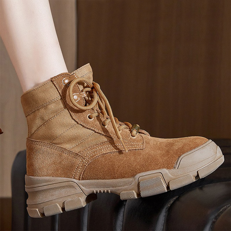 Special Price for Surplus Stock from Foreign Trade Factories: Genuine Leather Vintage Martin Boots for Women, Couple Outdoor Camping Work Boots, Hiking Desert Boots