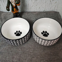 Japanese ceramic dog bowl cat cat bowl simple eating pet bowl dog food basin medium large dog dog food bowl drinking bowl Basin