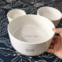 Ceramic dog bowl dog food bowl cat bowl drinking water bowl flat bottom Extra Large Medium and large dog eating bowl anti-beat