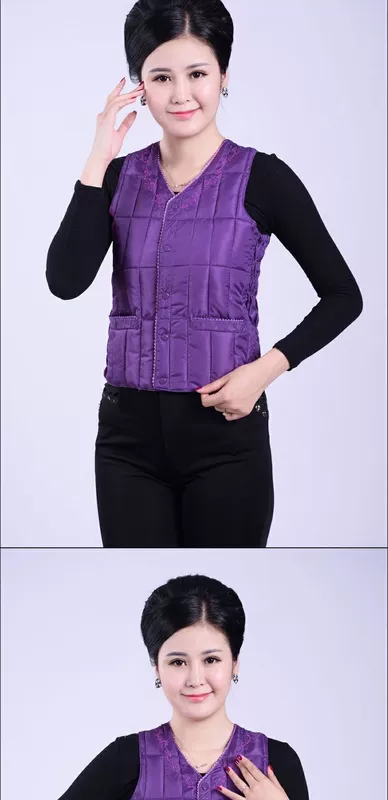 Áo vest nữ trung niên và già cotton mùa thu đông