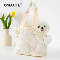 Animaux dété-Portable Breathable Single Shoulder Bag Teddy Small Dog Pooch Backpack Lace Carry-on Cat Bag