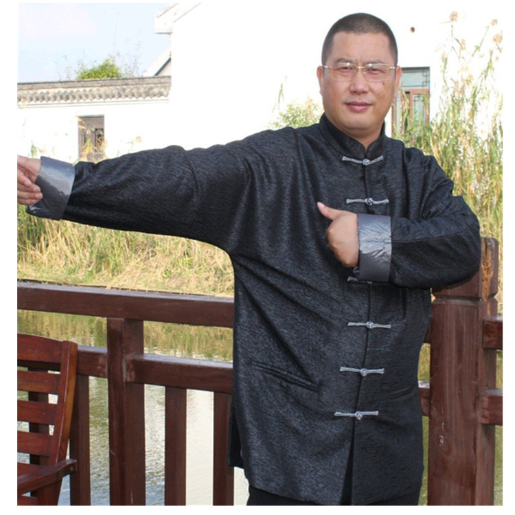 Mùa thu 2018 tay áo raglan mới cộng với phân bón cộng với người đàn ông trung niên và già béo đồ bộ đẹp