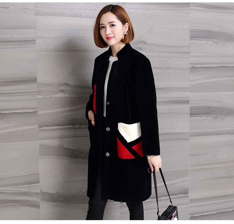 Haining lông rút tủ cừu cắt áo khoác nữ mùa thu và mùa đông cổ áo dài tay áo khoác nữ phần dài chống mùa giải phóng mặt bằng áo lông thú cao cấp