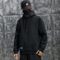 Shocking autumn trend solid color sweater mens hooded loose plus fat plus size fat sports and leisure pullover
