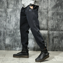 Autumn new trendy brand mens jeans mens loose plus fat plus size fat black casual drawstring harem pants