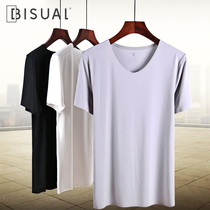 Mens Modal non-trace short-sleeved T-shirt V-neck slim slim half-sleeved top sports vest tight-fitting undershirt summer