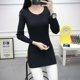 Korean version of simple long-sleeved pullover round neck sweater women's sweater mid-length tight-fitting elastic bottoming shirt autumn and winter tops