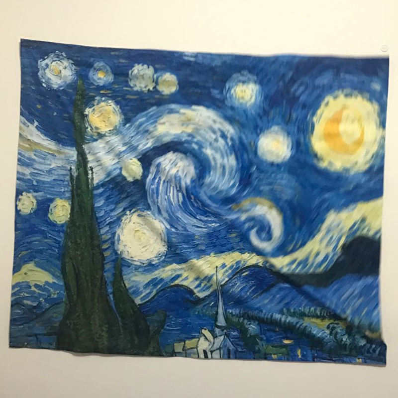 Treo vải nền ins tấm thảm Bắc Âu trang trí ngủ cạnh giường ngủ cô gái ảnh tùy chỉnh Van Gogh sơn dầu nghệ thuật vải