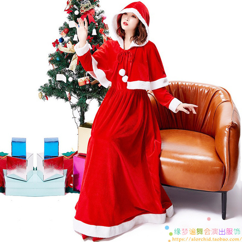 Christmas Theme Clothing Cosplay Christmas Photo Photography Shawl Long Skirt Dress Performance Performance Clothing for Women