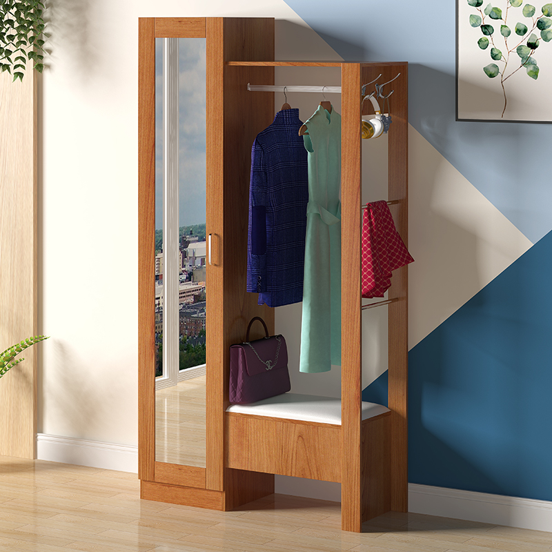 Shoe cabinet Household door multi-function coat cabinet Hanger one with test full-body mirror Living room entrance foyer cabinet