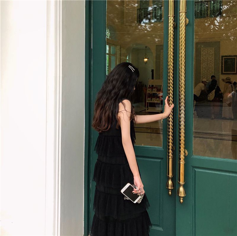 Mùa hè 2019 phiên bản Hàn Quốc mới của váy cổ chữ V không tay váy đầm xòe dáng điệu Một chiếc váy vest chữ - A-Line Váy mẫu đầm xòe đẹp