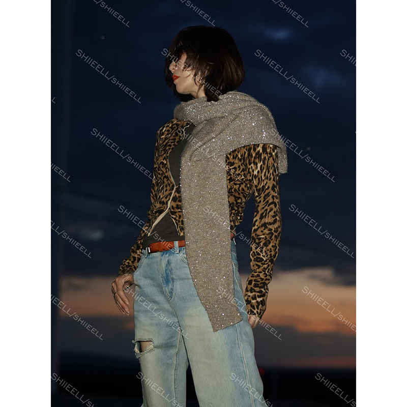 Jiaoye Shiieell【Modern Leopard Print】Vintage Leopard Print Wild and Gentle Texture Breathable Sweater Jiaoye Shiieell【Modern Leopard Print】Vintage Leopard Print Wild and Gentle Texture Breathable Sweater