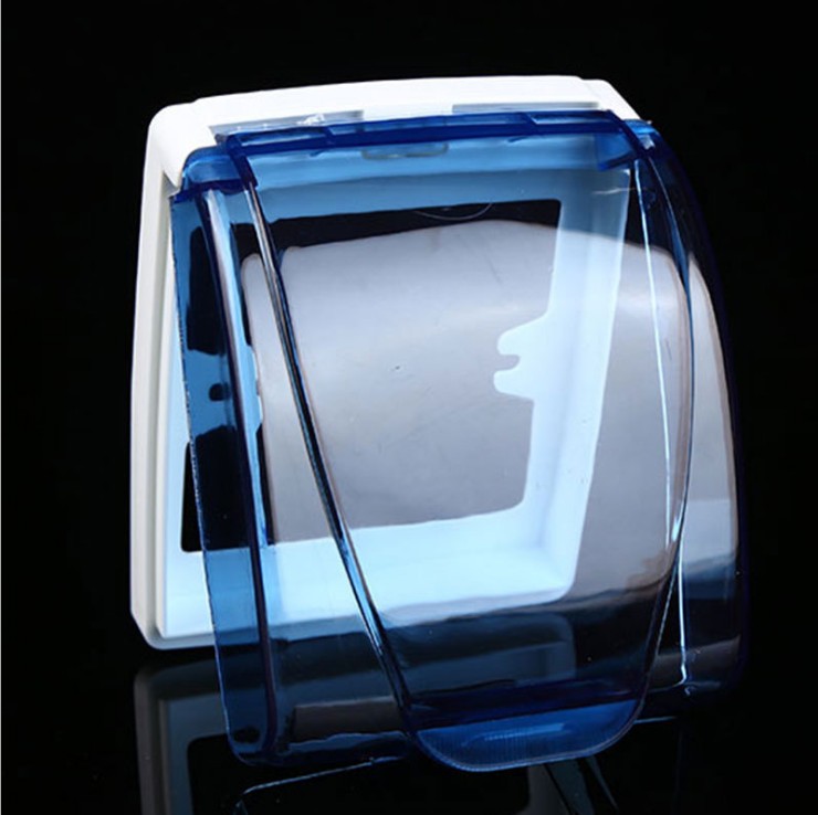 86 type universal waterproof box Transparent blue outdoor bathroom powder room engineering switch socket transparent blue splash box