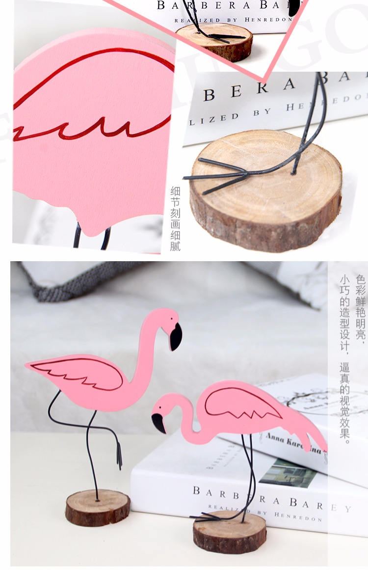 Đồ trang trí flamingo Bắc Âu sáng tạo mềm tải gỗ thủ công đơn giản phòng khách nhà TV tủ động vật trang trí decor nhà